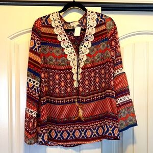 Umgee Western Lace Up Blouse